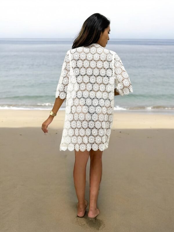 Évasion Bohème Gilet en Mailles Brodées Mi-Long, Idéal pour un